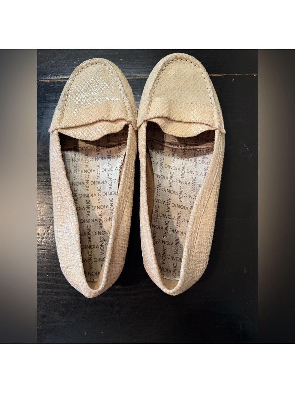 Vionic Larrun Snakeskin Loafers Ivory Slip On Women’s Sz 7.5 - Picture 8 of 9